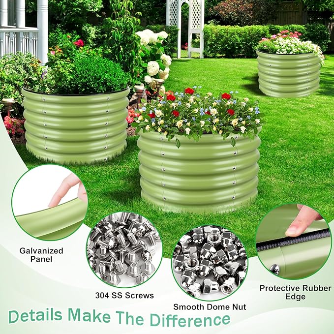 (2 Pack 2x2x1.4ft Galvanized Raised Garden Bed, Deep Metal Garden Bed, Large Raised Garden Beds Outdoor, Raised Beds for Gardening for Vegetables, Flowers, Fruits
