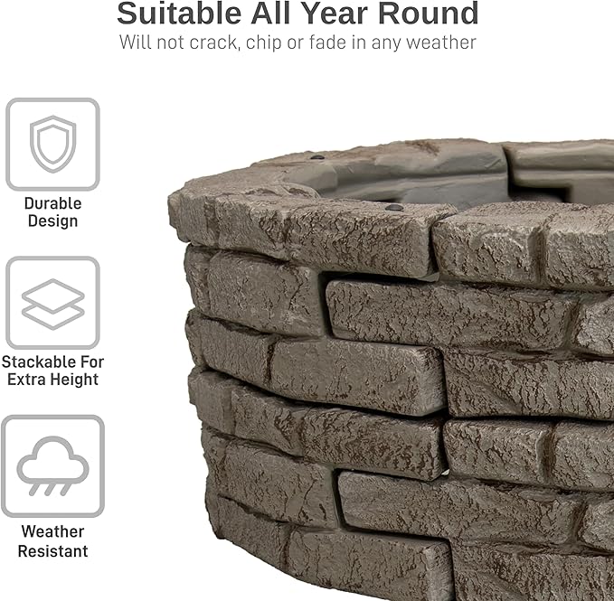 RTS Home Accents Rock Lock Raised Garden Bed Kit, 48" Round