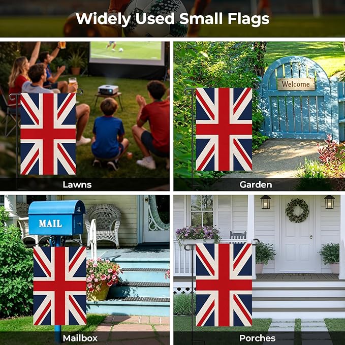 UK Garden Flag 12 x 18 Inch, British Yard Flag Double Sided Burlap Outdoor Decor for Porch, Lawn, Mailbox, National Celebrations