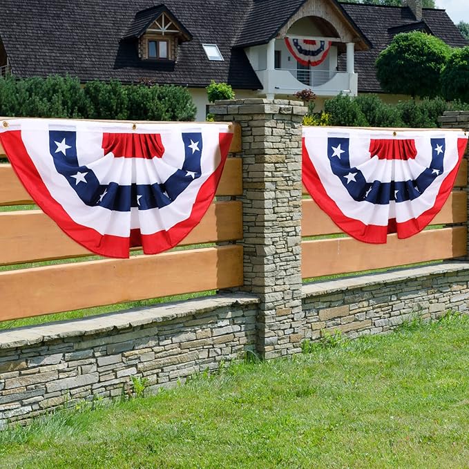 Tatuo 250th Anniversary Pleated Fan Flags, 4th of July Patriotic Decorations American USA Bunting Flag Stars and Stripes Banner for Independence Day Memorial Day(36 Pieces,1.5 x 3 feet)
