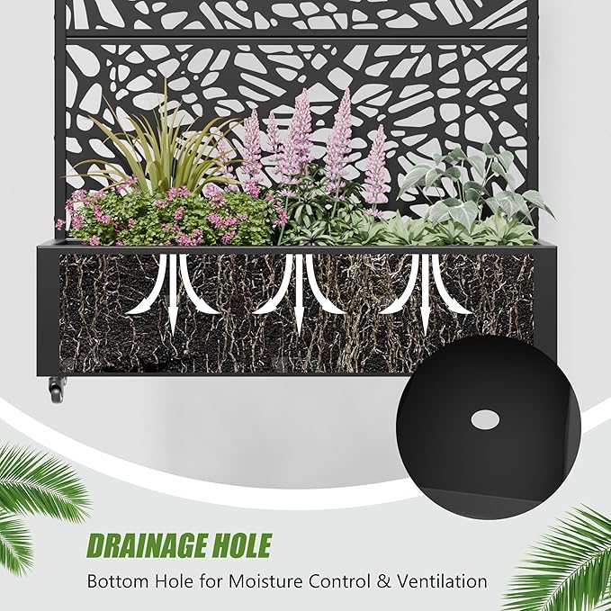 Casaphoria 72"x47" Metal Raised Garden Bed with Trellis(2 Pack), Outdoor Planter Box with Wheels & Drainage Holes for Climbing Plants, Flowers, Elevated Garden Kit, Black-Net-Arched
