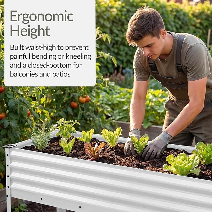 Best Choice Products 48x24x30in Galvanized Raised Garden Bed, Metal Elevated Planter Box, Vegetable Garden for Backyard, Patio, Balcony, 100% Non Toxic Materials - White