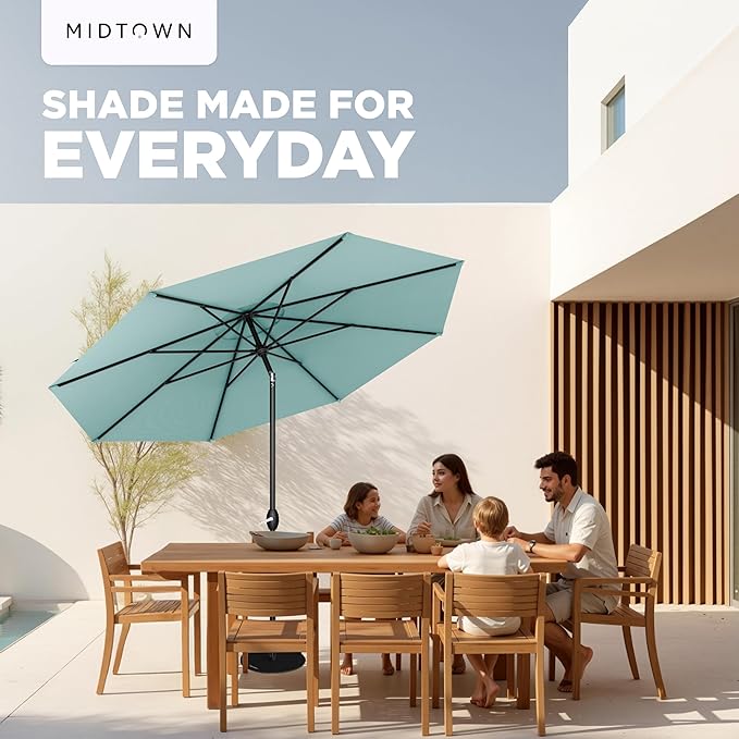 Midtown Umbrellas The Lean Patio Umbrella (Terylast Fabric - Seawater, 10 Foot)