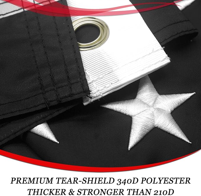 Thin Red Line Flag 3x5 Ft Firefighter American Flag 340D Heavy Duty Outdoor Black Red and White Honoring Firefighters and EMTs, Embroidered Stars with 2 Grommets