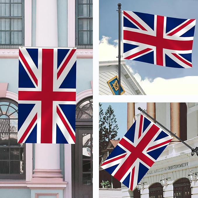 British Flag 3x5 FT Heavy Duty Union Jack UK Flag Double Stitched Vivid Color Fade Proof Outdoor Decor With Brass Grommets(UK)