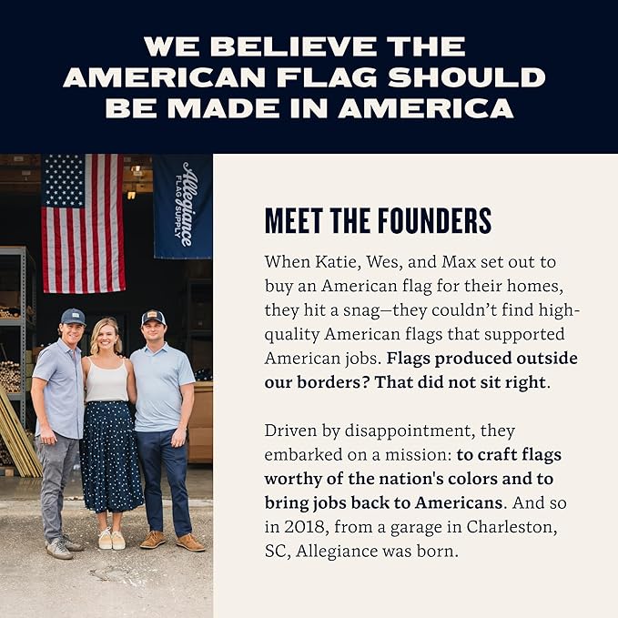 Allegiance Flags Made in USA American Flags For Outside 3x5 Ft | Premium US Flag with American-Sourced 200D Nylon, Embroidered Stars, Hand-Sewn Stripes | Heavy Duty All-Weather & Fade Resistant