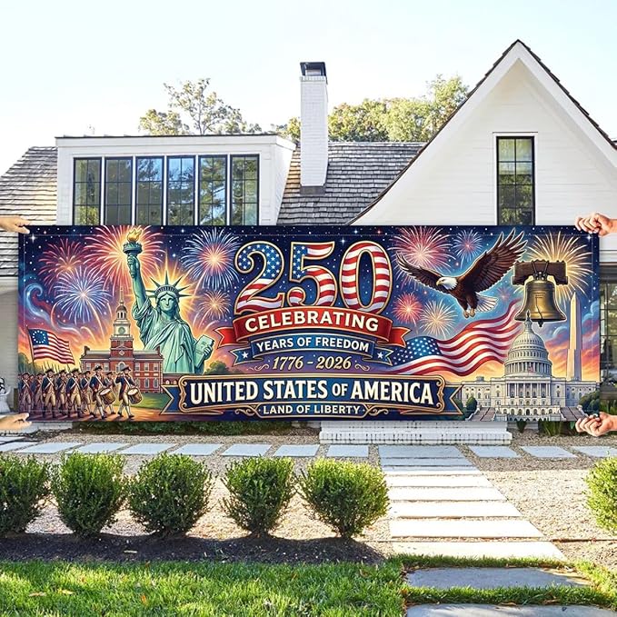 America 250 Banner Custom Family Name American Heritage Display Flag 71x24 Inches Polyester - 250 Anniversary USA Banner Outdoor Indoor
