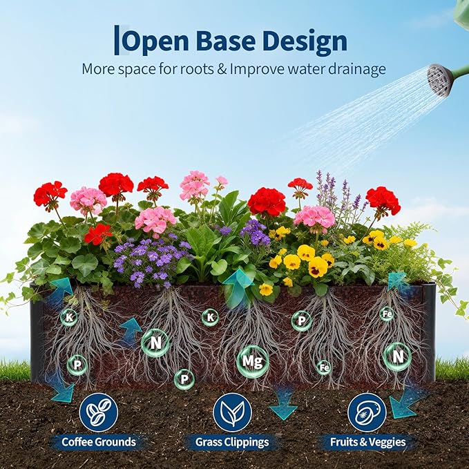 Garvee 54"x20" Large Rectangular Metal Planter with Rounded Corners, Modern Heavy Duty Steel Raised Garden Bed, Open Base Design & Snap-On Assembly for Outdoor Patio, Garden