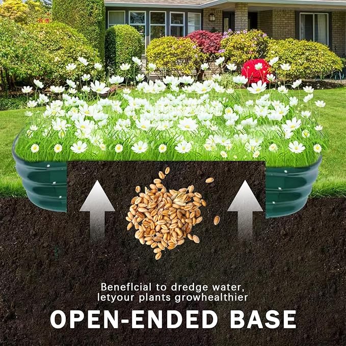 2 Pack Raised Garden Bed, Raised Beds for Gardening Outdoor for Vegetables and Flowers Ground Planter Box, Galvanized Metal Planter Grow Garden Box,4x2x1ft
