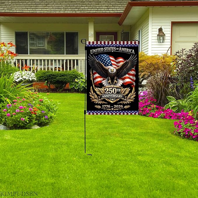 250 Years America Garden Flag,250th Anniversary USA Patriotic Flag 1776-2026 Freedom American Flag Double-Sided with Eagle Statue of Liberty Design, 12x18 Inch