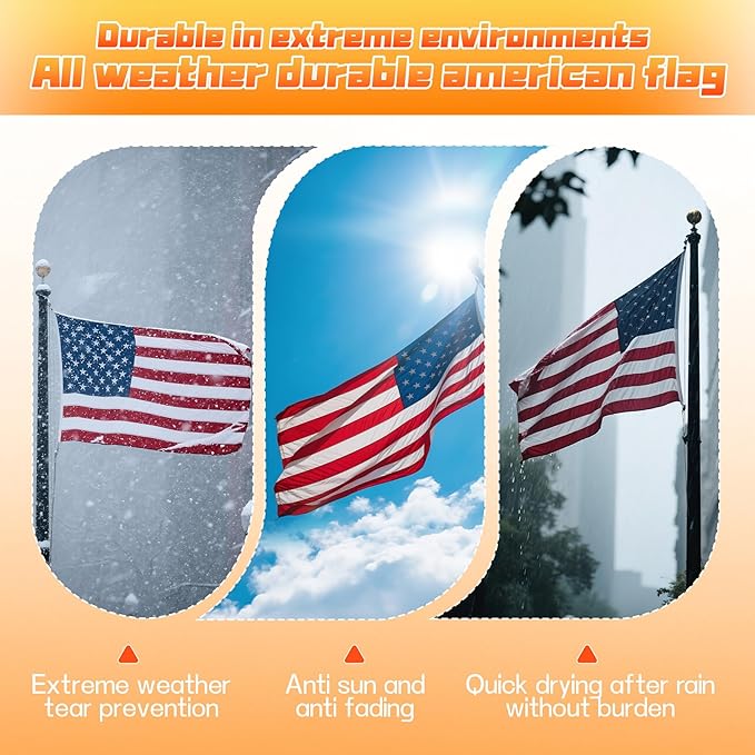 American Flags 5x8 Outdoor Use,Non Fading American Flags for Outside,American Flag Outdoor Heavy Duty, American Flag Longest Lasting,US Flag Embroidered Stars, Brass Grommets Sewn Stripes