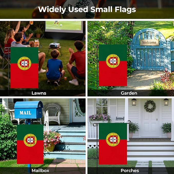 Portugal Garden Flag 12 x 18 Inch, Portuguese Yard Flag Double Sided Burlap Outdoor Decor for Porch, Lawn, Mailbox, National Celebrations