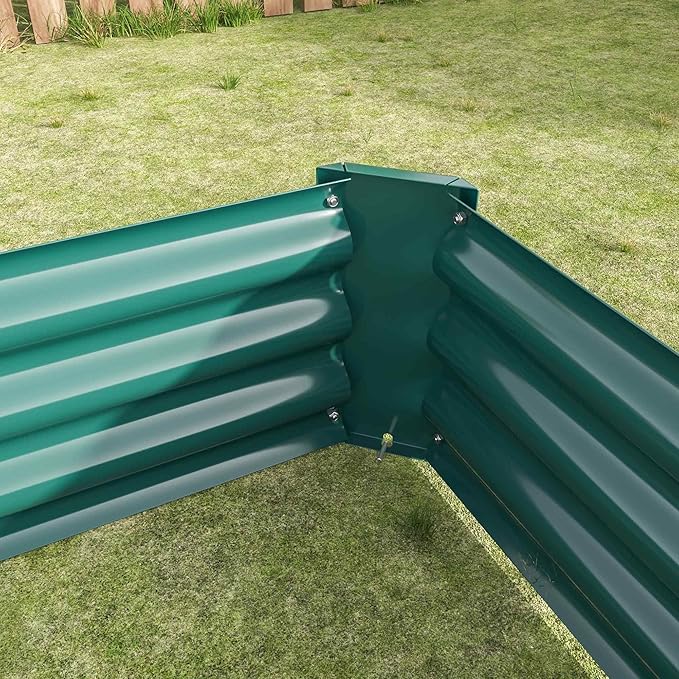 Raised Garden Beds Outdoor, Rectangle Galvanized Metal Planter Box with Kit, Above Ground Garden Bed for Vegetables Herbs Flowers and Plants (Green, 6×3×1)
