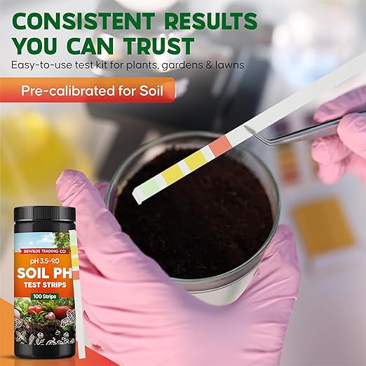 Soil pH Paper Test Kit – 100 Tester Strips (3.5-9 Range) – Use for Testing Garden Home Lawn Grass Vegetable Gardening Dirt Yard Compost Outdoor and Indoor Plants