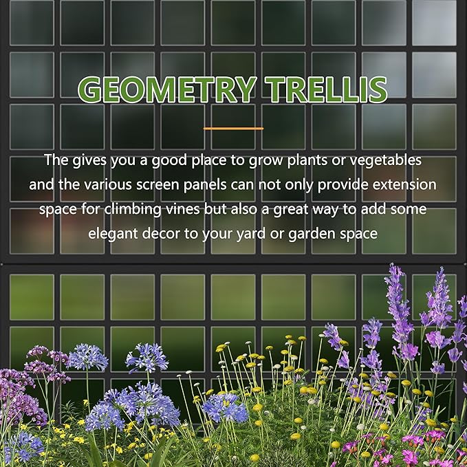 Casaphoria 72"x35" Metal Raised Garden Bed with Trellis(2 Pack), Outdoor Planter Box with Wheels & Drainage Holes for Climbing Plants, Flowers, Elevated Garden Kit with Privacy Screen, Black-Gird