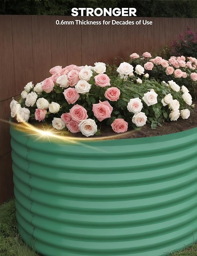 Outdoor and Indoor use Garden Raised Garden Bed Kits, 8x4x2 ft Metal Raised Planter Bed for Vegetables Flowers Ground Planter Box- Green