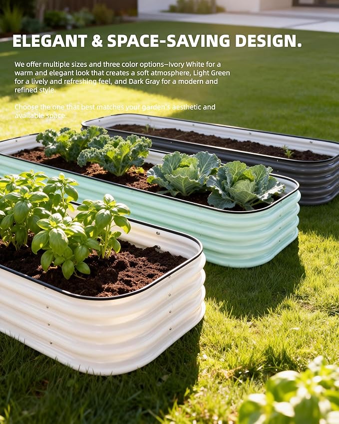 DaisyVibe Raised Garden Bed Kit, Planter Raised Garden Boxes Outdoor, Oval Large Metal Raised Garden Beds for Vegetables Flowers (Gray, 6.5ftx2ftx1ft)