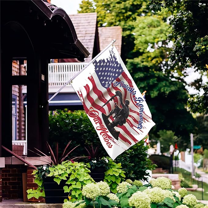 Memorial Day Flag 3x5 Ft for Outdoor Always Remember Our Heroes Flag Large Double Sided Mirror Print 4th of July Independence Day Veterans Day Flags for House Indoor Yard Holiday Patriotic Banner Decor