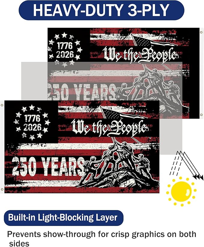 250th Anniversary USA Flag 3x5 Ft Double-Sided Garden Decor for Outside 4th of July American 250th Anniversary Patriotic Celebration Essential Supplies Home Decoration for Front Door,Yard,Porch (Dark Blue Red Stripe, 3x5 Ft)