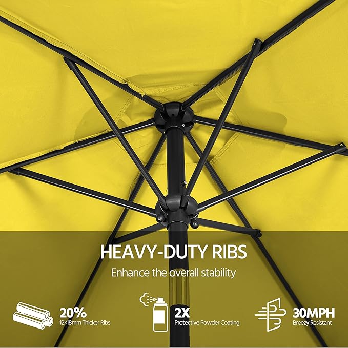 Yaheetech 9FT Patio Umbrella Outdoor with Heavy Duty Base Included,Table Umbrella with Push Button Tilt and Crank, UV Protection Waterproof for Yard/Outdoor/Wedding Parties and Events - Yellow
