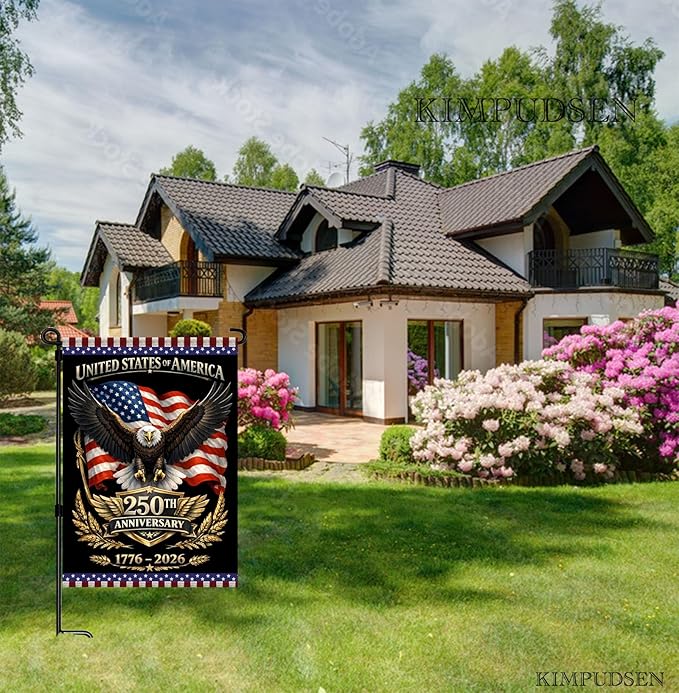 250 Years America Garden Flag,250th Anniversary USA Patriotic Flag 1776-2026 Freedom American Flag Double-Sided with Eagle Statue of Liberty Design, 12x18 Inch