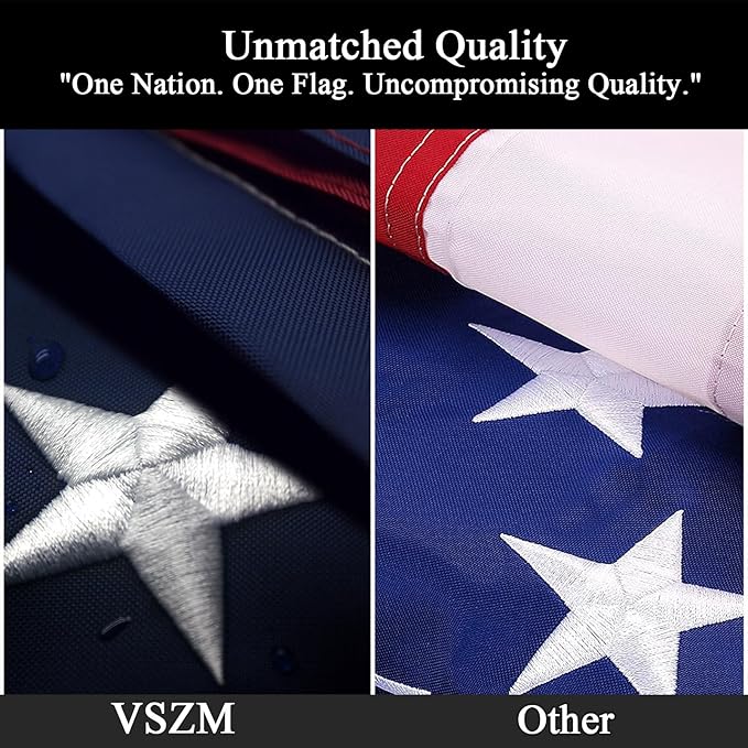 American Flag 3x5 ft Outdoor Heavy Duty - Embroidered Outside US Flags with 2 Grommets for Porch, Pole, Wall (All-Weather USA Banner)