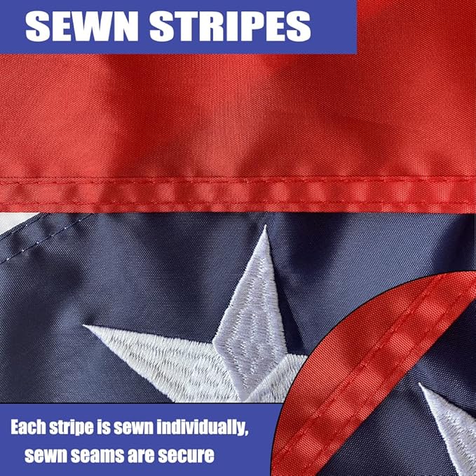 American Pleated Fan Flag Buntings for Outside 2x4- Heavy Duty USA Patriotic Bunting Banner Flags with Embroidered Stars and 3 Brass Grommets 4th of July Memorial Day Party Outdoor Decoration