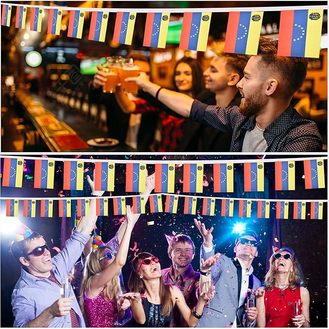 2 Pack Venezuela Flag Banner String Small Mini 66 Feet 60 Pcs Venezuelans Hanging Flags Decoration