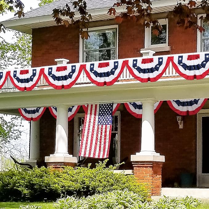 Tatuo 15 Pcs 3 x 6 Feet 250th Anniversary Pleated Fan Flags, 4th of July Patriotic Decorations American USA Bunting Flag Stars and Stripes Banner for Independence Day Memorial Day
