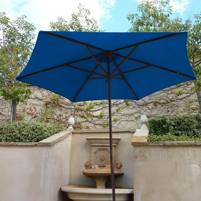 Formosa Covers 9ft 6 Ribs Market Patio Umbrella Replacement Canopy - Top Canvas - Premium Olefin UV Protective and Water Resistant Umbrella Fabric - Premium Quality Replacement Canopy Cover ONLY (Capri Blue)