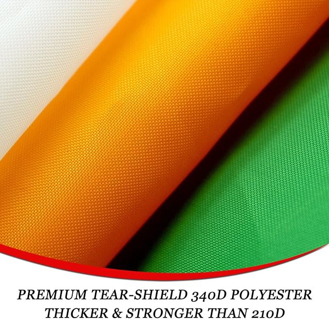 Irish Flag 3x5 Ft Tear-Shield 340D Polyester for Outdoor Large Double Sided Ireland National & Country Flag with Brass Grommets for Wall, Pole Green White Orange