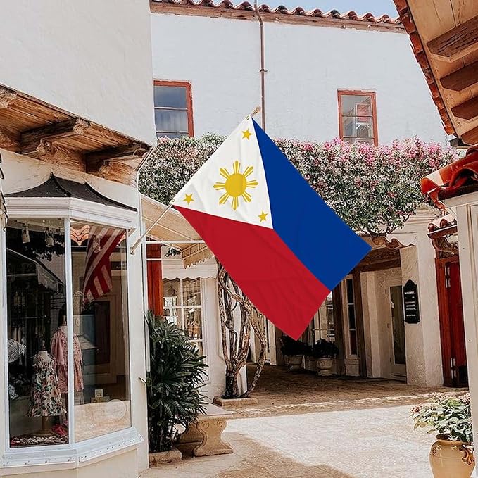 3x5 Feet Philippines Flag Outdoor Gardens Man Cave College Car Decor Double Stitched Edges Vivid Colors Polyester Fabric Filipino Philippine National Flag With 2 Brass Grommets (pk2)