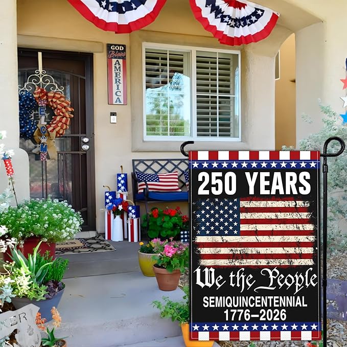 NASIAN 250 Year American Anniversary Flag 250th Anniversary Usa Garden Flag Patriotic 4th of July We The People 1776 Yard Garden Flags For Outside 12x18 Inch Double Sided Outdoor Banner Decorations