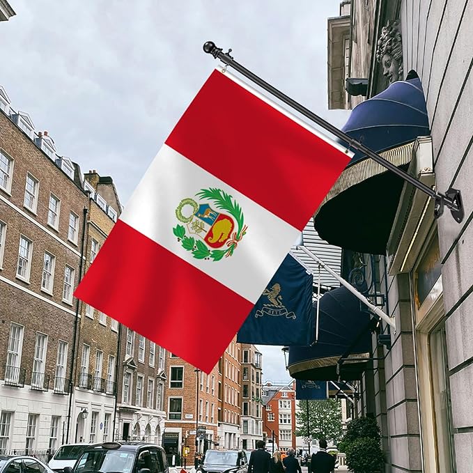Peru Flag 3x5 FT Heavy Duty Peruvian Flag Double Stitched Vivid Color Fade Proof Outdoor Decor With Brass Grommets(Peru)