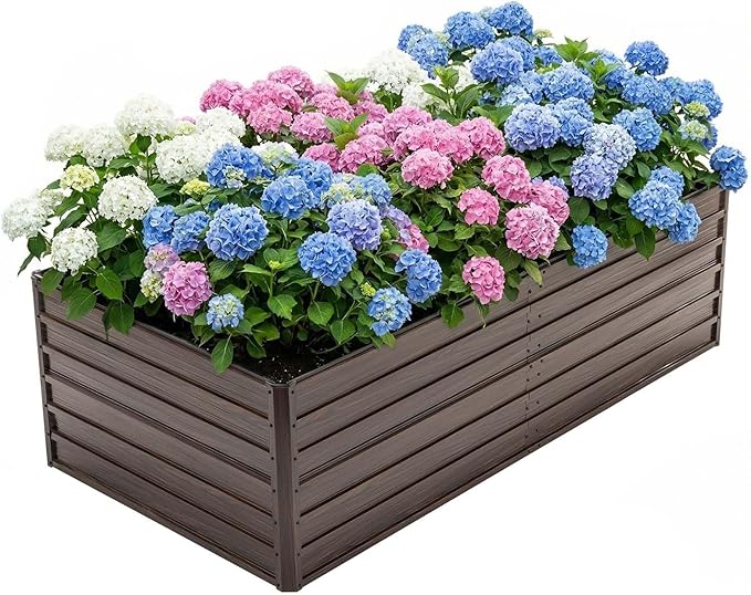 Metal Raised Garden Bed 8x4x2 FT, Outdoor Galvanized Planter Box with 4 Reinforced Bars,Rectangle Vegetable & Flower Beds for Herbs, Fruits, Planting (8x4x2FT-1PC)
