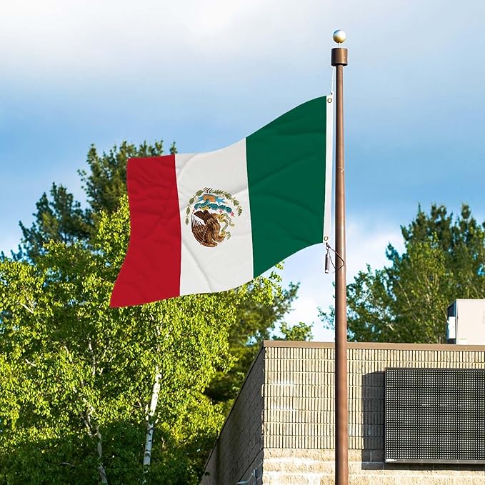3x5 Feet Mexico Flag Outdoor Gardens Man Cave College Car Decor Double Stitched Edges Vivid Colors and Polyester Fabric Mexican National Flags With 2 Brass Grommets (pk5)