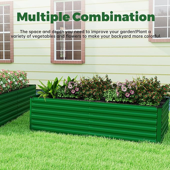8x4x2 ft Outdoor Raised Garden Bed, Large Metal Planter Raised Beds, Planters for Outdoor Plants for Vegetables, Flowers, Herbs, Fruits, and Succulents.(2 Pcs)