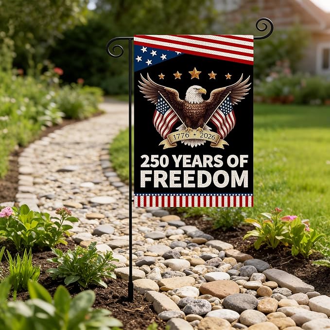 250 Anniversary Usa Garden Flags for Outside, 250 Anniversary USA Flag with Eagle Design, Patriotic 4th of July Decorations 1776-2026 Yard Sign Double-Sided Waterproof Flag 12x18 Inch 250 Year American Flag
