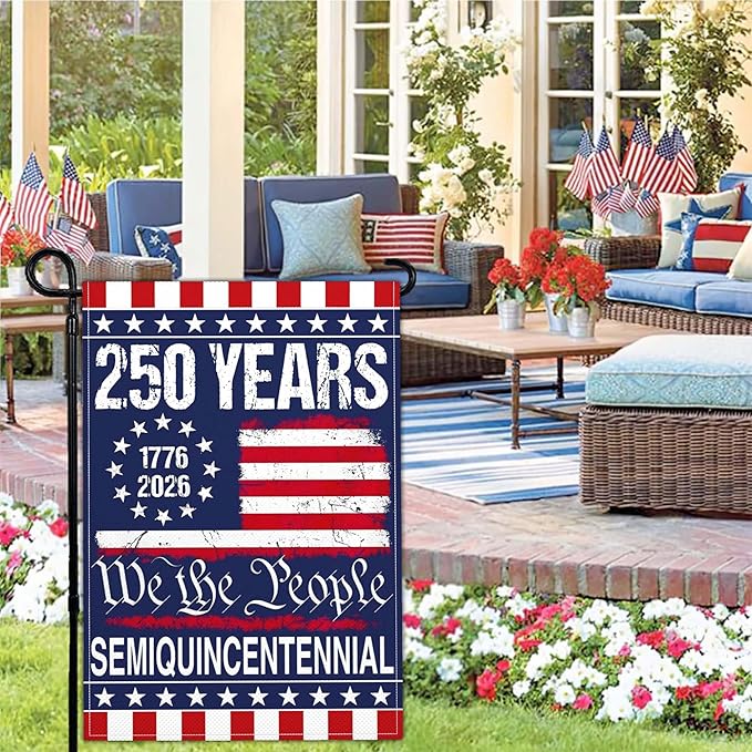 NASIAN 250 Year American Anniversary Flag 250th Anniversary Usa Garden Flag Patriotic 4th of July We The People 1776 Yard Garden Flags For Outside 12x18 Inch Double Sided Outdoor Banner Decorations