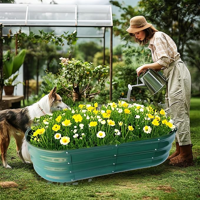 2 Pack Raised Garden Bed, Raised Beds for Gardening Outdoor for Vegetables and Flowers Ground Planter Box, Galvanized Metal Planter Grow Garden Box,4x2x1ft