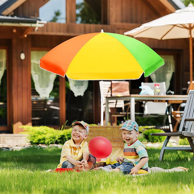 Abbylike 47 Inch Beach Umbrella for Water Table Picnic Table Shade Heavy Duty Portable Adjustable Height Sandbox Umbrella UV Protection for Beach Park Backyard Camping Garden Outdoor