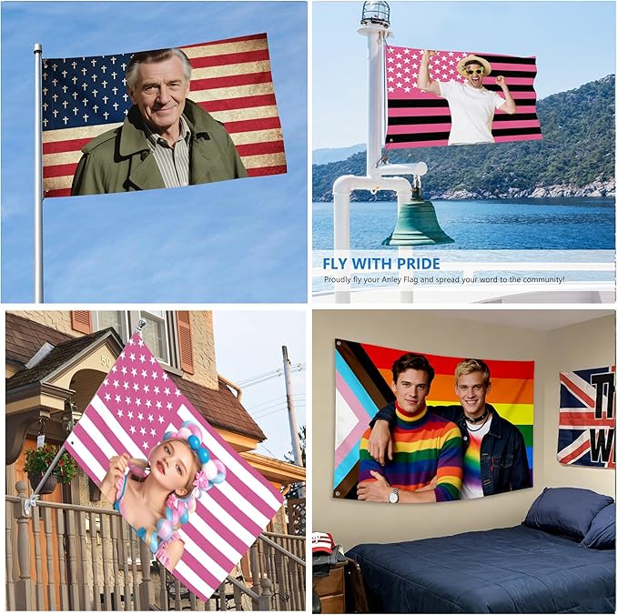 Custom Flag 3x5 Ft - Custom Pink American Flag Add Your Text/Logo/Photo, Funny Tapestry Poster for Clubs Concerts Bars University Dormitories Living Rooms Bedrooms