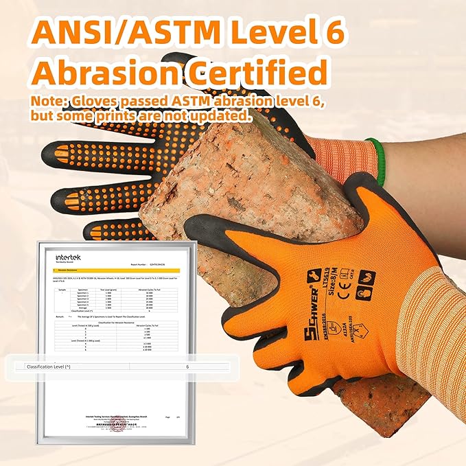 Schwer 12 Pairs Safety Work Gloves MicroFoam Nitrile Coated, Certified Level 6 Abrasion & A1 Cut Resistant Working Gloves with MicroDot Grip, Touchscreen, Used for General Work, Gardening, LT5619, L