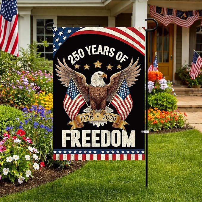 250th Anniversary USA Garden Flag for Outside 1776-2026 Patriotic American Flag Double-Sided Waterproof Yard Flag 12x18 Inch 4th of July Decorations USA 250th Merchandise God Bless America 6