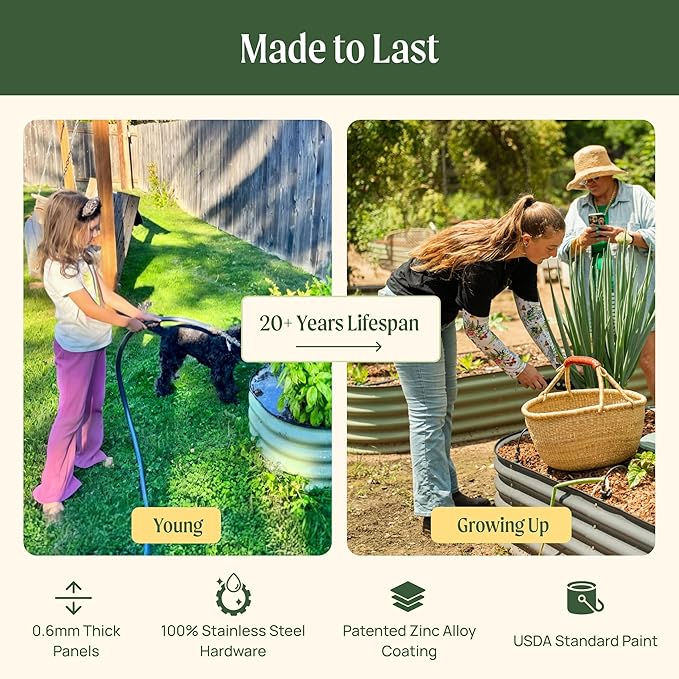 Vego garden Raised Garden Bed Kit, 17" Tall 10 in 1 Jumbo Modular Metal Planter Box for Vegetables, Flowers, Herbs, Terra Cotta