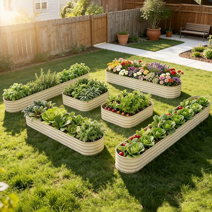 4-Pack 18” Tall Galvanized Raised Garden Beds – Small Space Garden Layout, Fits 170 Sq Ft Yard or Patio, 10x2x1.5 & 6x4x1.5 ft Metal Planter Box for Compact Outdoor Gardening - Moss Green