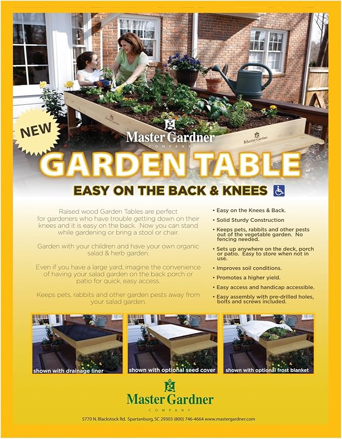Garden Elements Elevated Garden Bed - 48" x 36" Raised Planter Box - Solid Hardwood Frame with Built-in Storage Shelf - Outdoor Growing for Vegetables, Herbs & Flowers