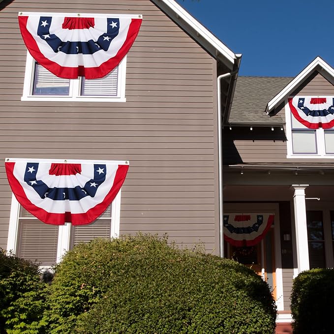 Tatuo 15 Pcs 3 x 6 Feet 250th Anniversary Pleated Fan Flags, 4th of July Patriotic Decorations American USA Bunting Flag Stars and Stripes Banner for Independence Day Memorial Day