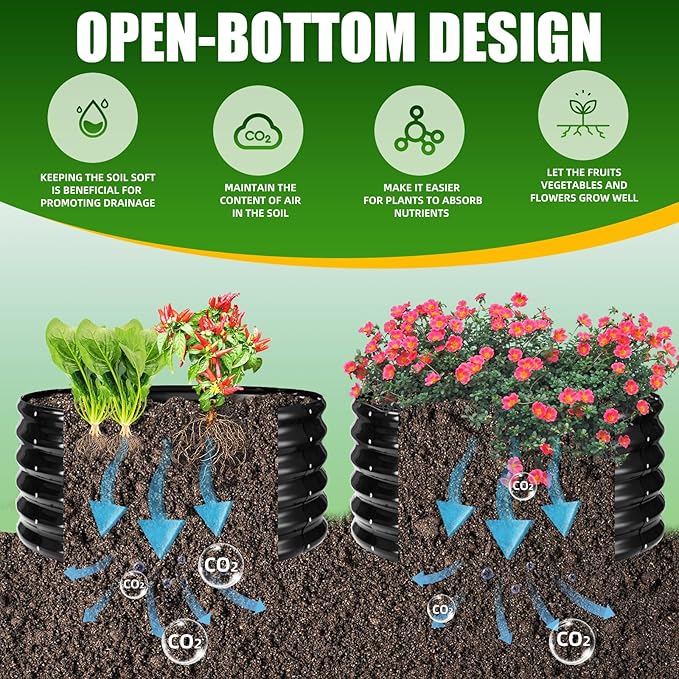 17" Tall Elevated Round Metal Rised Garden Bed- 2.7'x2.7' in Size and 0.8MM Thick Durable Planter Box for Vegetables Flowers Succulent at Patio/Garden Outdoor (Black, 2.7FT Diameter)