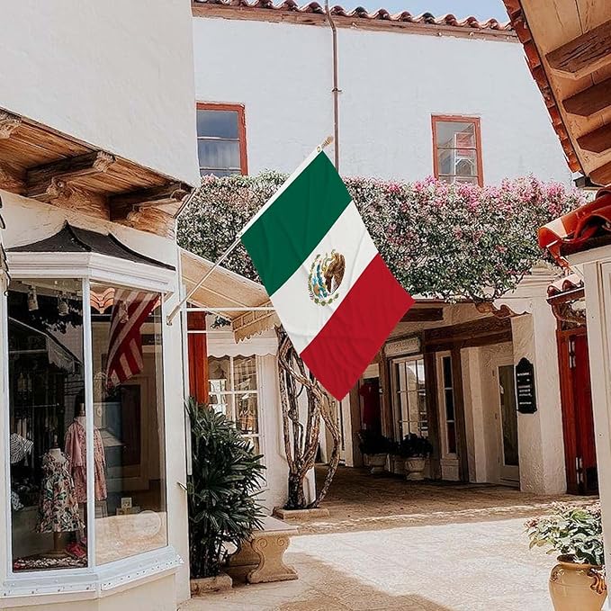 3x5 Feet Mexico Flag Outdoor Gardens Man Cave College Car Decor Double Stitched Edges Vivid Colors and Polyester Fabric Mexican National Flags With 2 Brass Grommets (pk5)